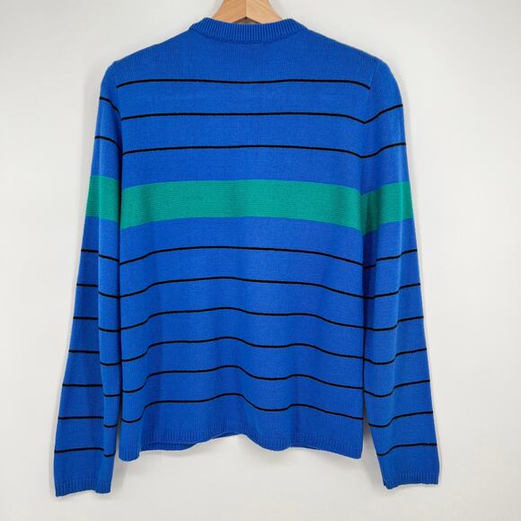 Vintage Vivanti Button Cardigan Sweater Plus Sz 14 Colorful Stripe Crewneck USA - Picture 3 of 11
